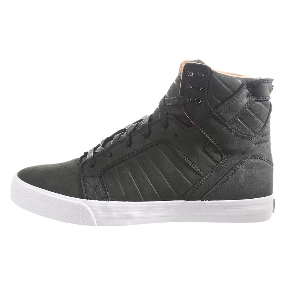 Baskets Montantes Supra SkyTop Noir Black Fog/Tan Pigskin Homme | DMQ-59995053